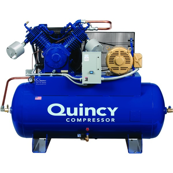 Quincy Compressor 15HP 2Stg-QTMAX(Splsh Lubrictd)-w/MgStrt, Aftrclr, AutoDrn, 2153D12HCA20M 4153D12HCA20M
